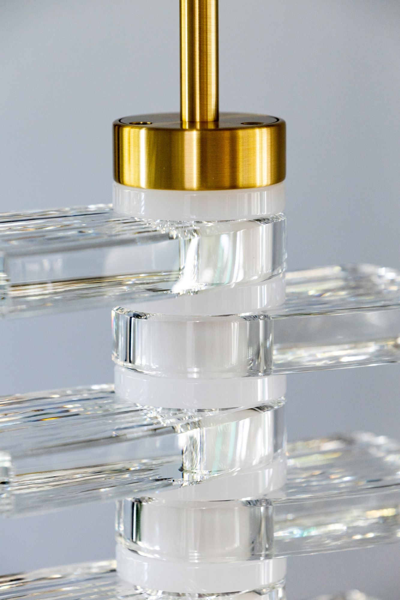 Plume Chandelier: Brushed Brass, Grooved