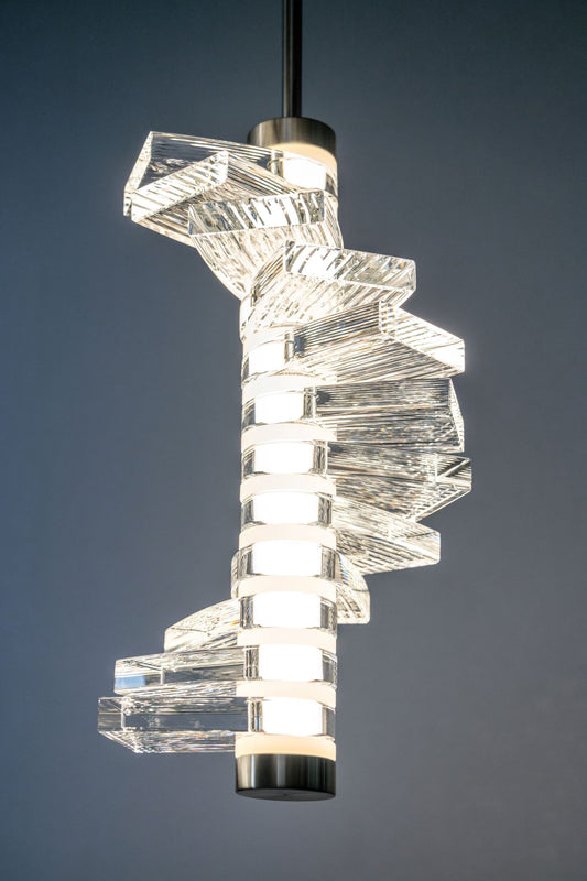 Plume Chandelier: Brushed Nickel, Grooved