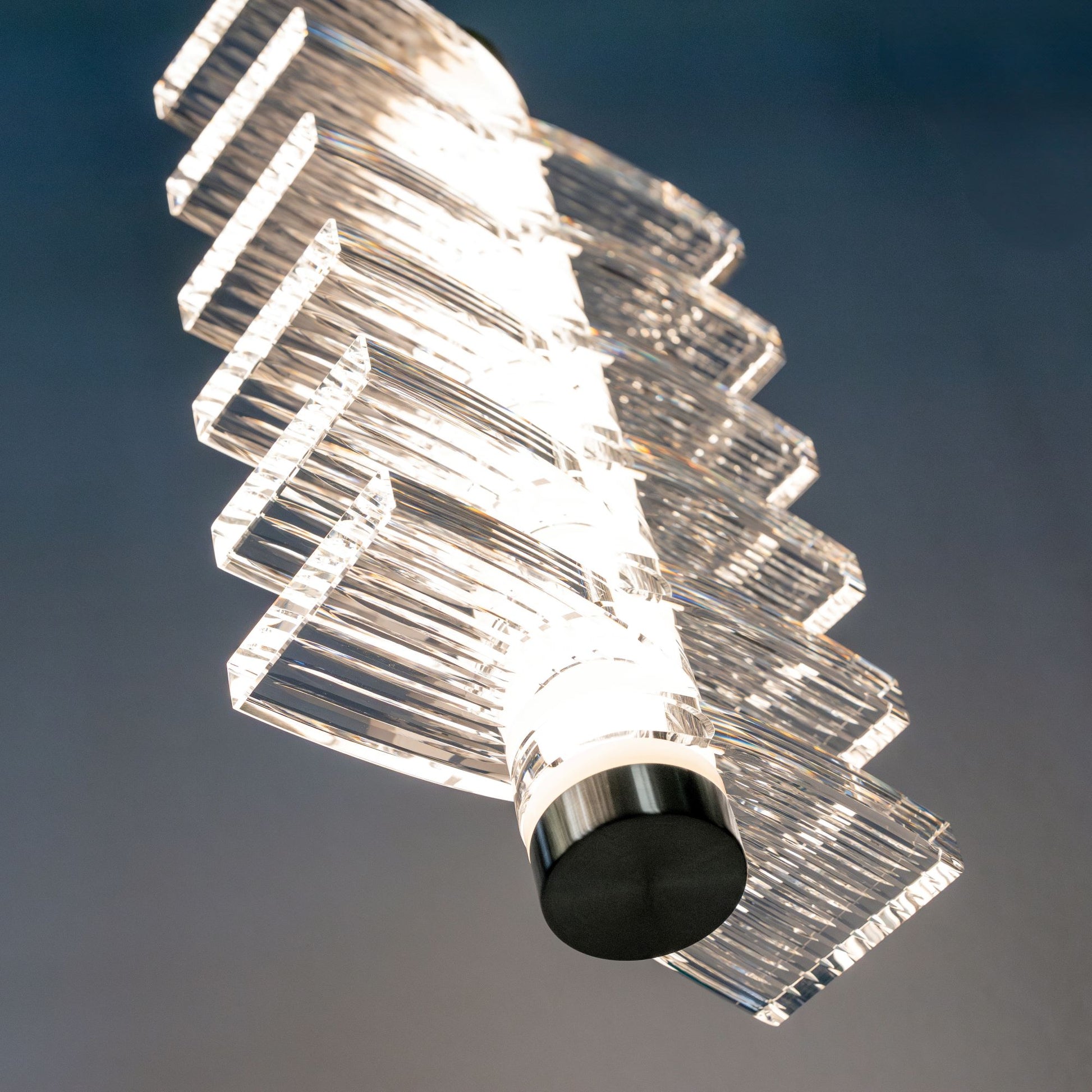 Plume Chandelier: Brushed Nickel, Grooved
